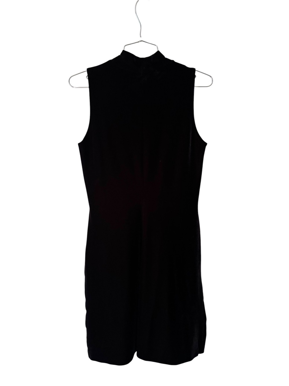 Vintage Scene Black Sleeveless Mock-Neck Mini Dress with Floral Hem Size 7/8 - Picture 4 of 6